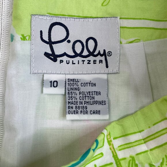 Lilly Pulitzer Green Pink Tropical Skirt VINTAGE Womens 10 - Picture 3 of 7